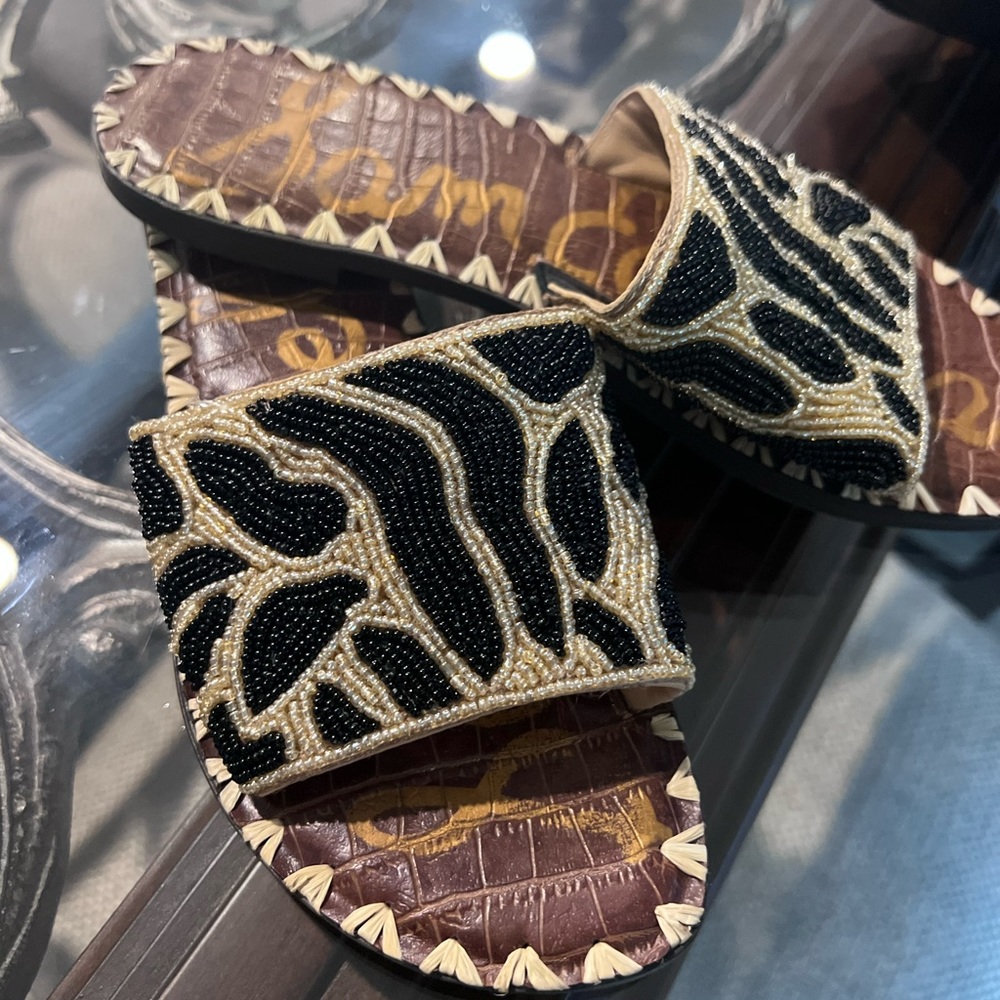 Sam Edelman sandals beautiful zebra beads detail used gently true to size - Picture 3 of 17